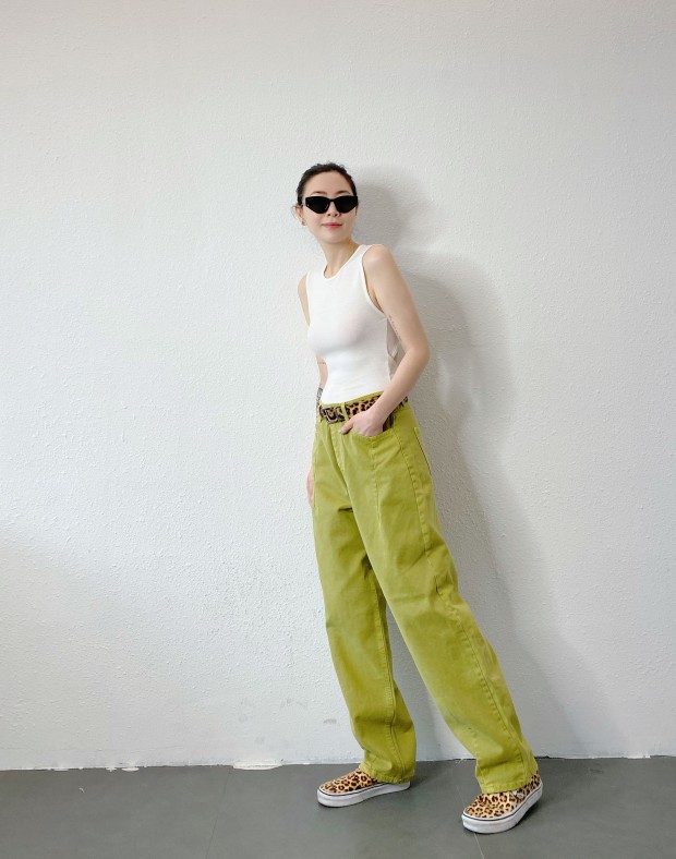 Lime Baggy Jeans #250305